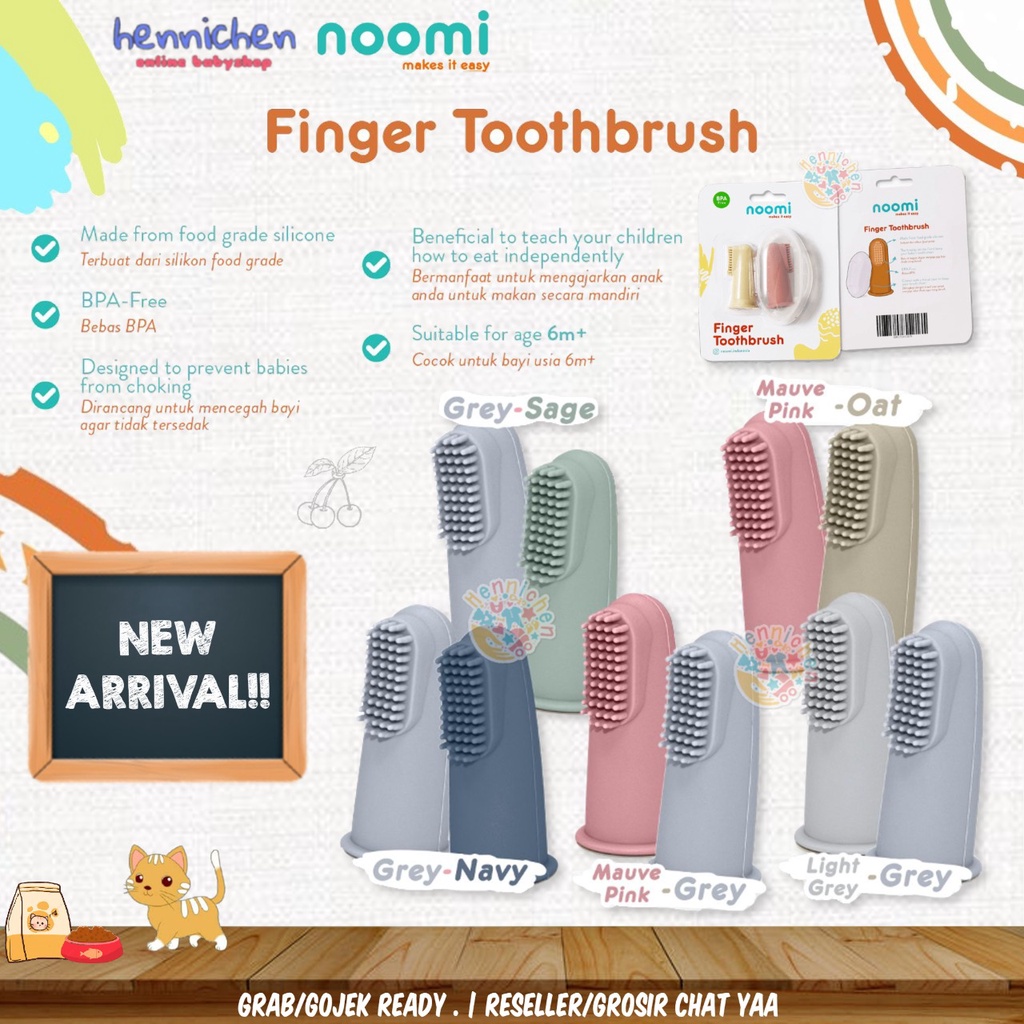 NOOMI 2Pcs Silicone Finger Toothbrush with Case sikat gigi dan lidah bayi pembersih lidah bayi