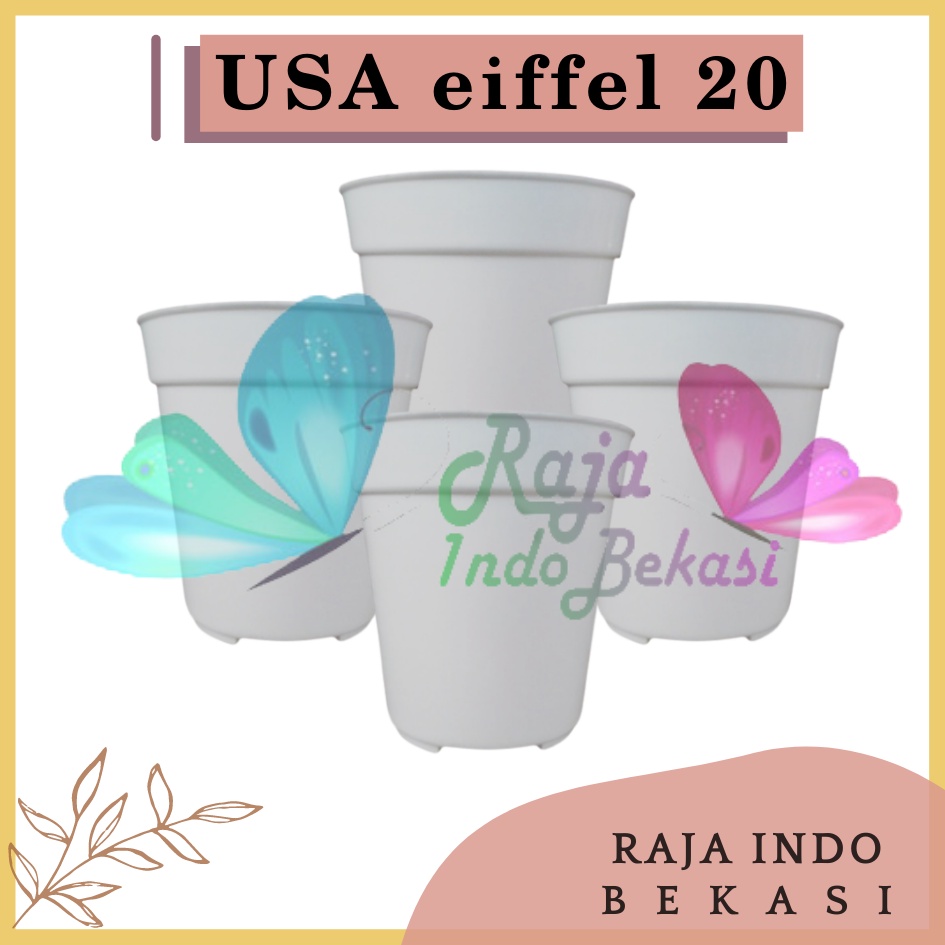 Pot Usa Eiffel 20 Putih Da 17 Cm Pot Bunga Plastik Cantik Murah Tinggi Uk Mirip Pot Tawon Pirus 18