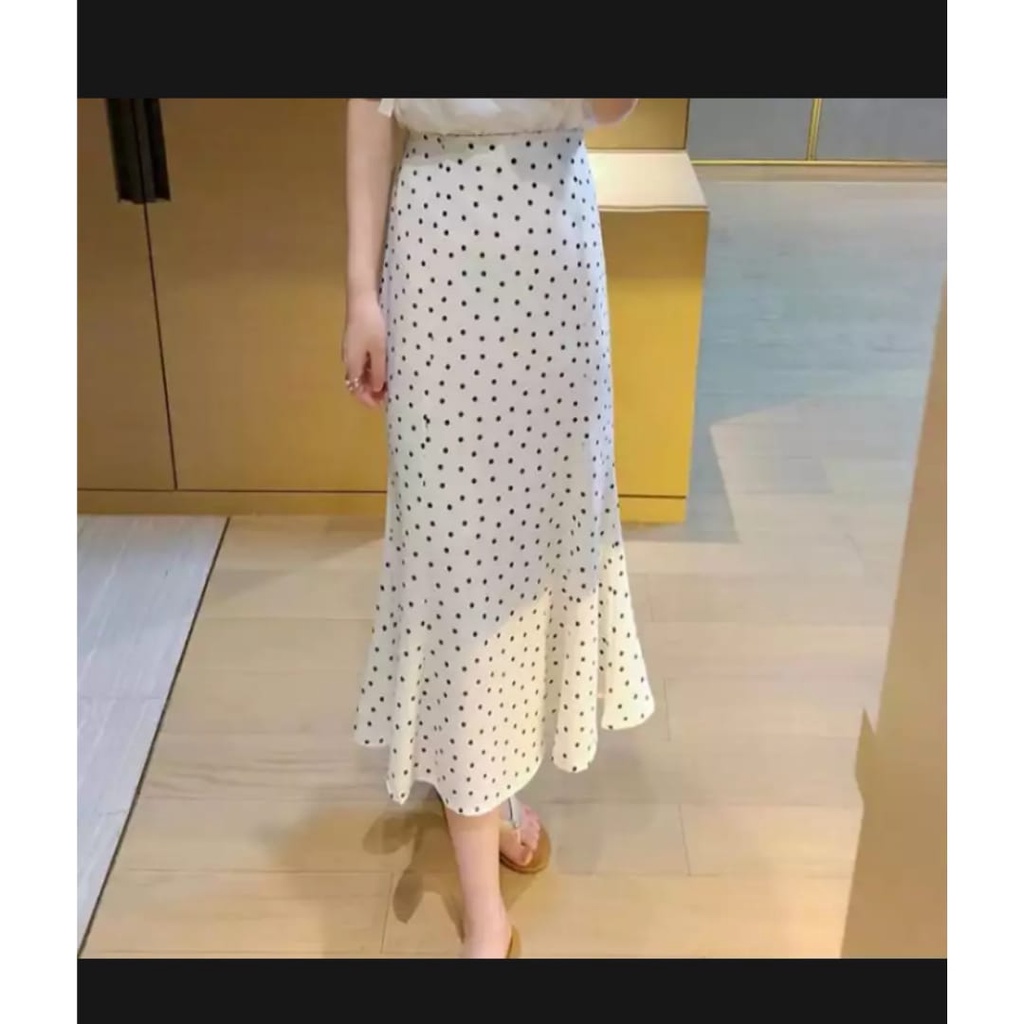 ROK POLKA PANJANG PREMIUM/ROK KOREAN STYLE/ROK MODEL 2021 HITZ/ROK POLKADOD TERMURAH/ROK POLKA WOLLP