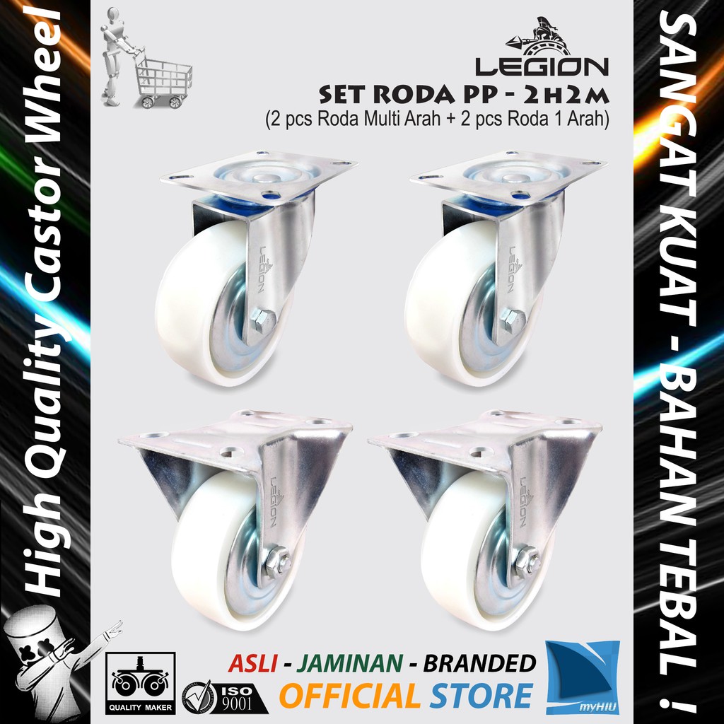 Set Roda Lori Isi 4 pcs 8&quot; inch / 200 mm Roda Besi Caster Troli - Trolley Castor Set 2H2M LEGION