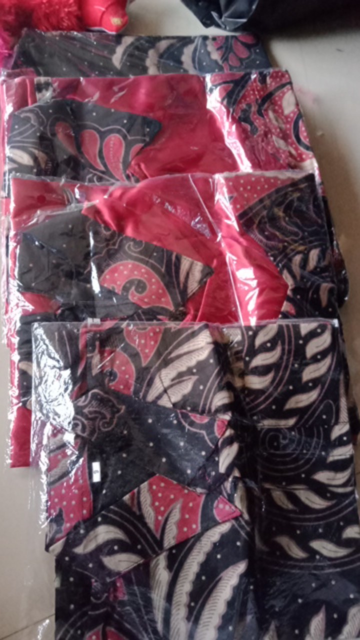 Maura Cople - Sania Ruffle Batik Cople Jazy Gamis Syari - Gamis Kerah Velvet Merah