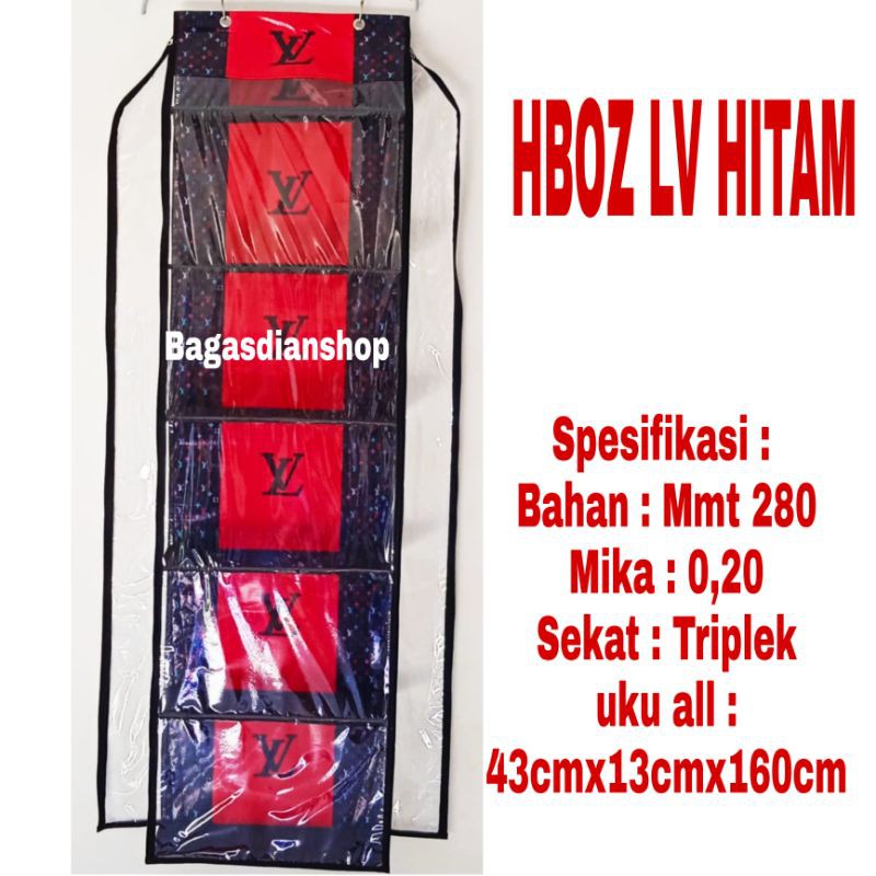 Rak Tas Gantung LV Hitam dengan Resleting