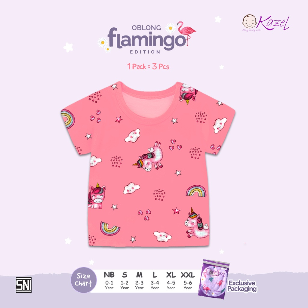 3 Pcs Kazel Kaos Oblong Nusantara / Flamingo