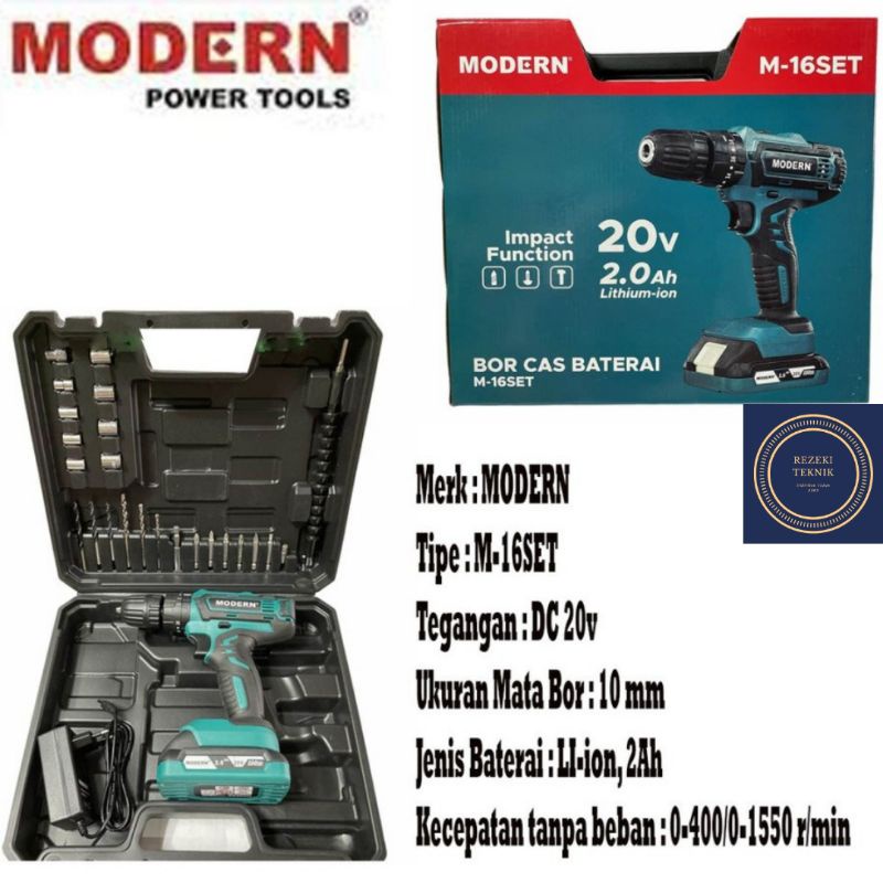 Mesin Bor Baterai Modern M-16SET Bor Beton Tembok