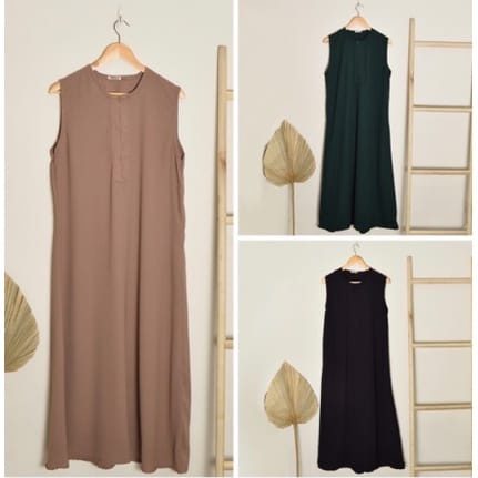 INNER DRESS TANPA LENGAN LONG DRES KENITS RAJUT PREMIUM//DRESS MUSLIM//DALEMAN MUSLIM//PAKAIAN WANITA//COD