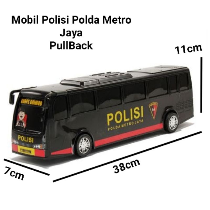 Mainan mobil bus polis bisa jalan back &amp; go