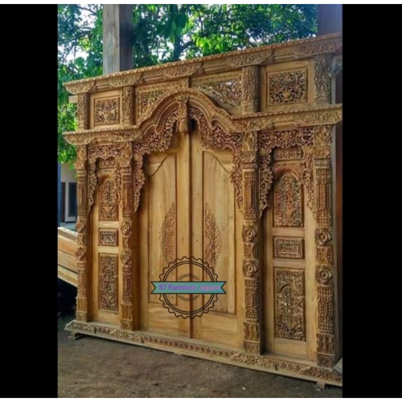 Pintu Full Ukir Antik Klasik Kayu Jati - Pintu Rumah Gebyok Ukir Kayu Jati Mebel Jepara