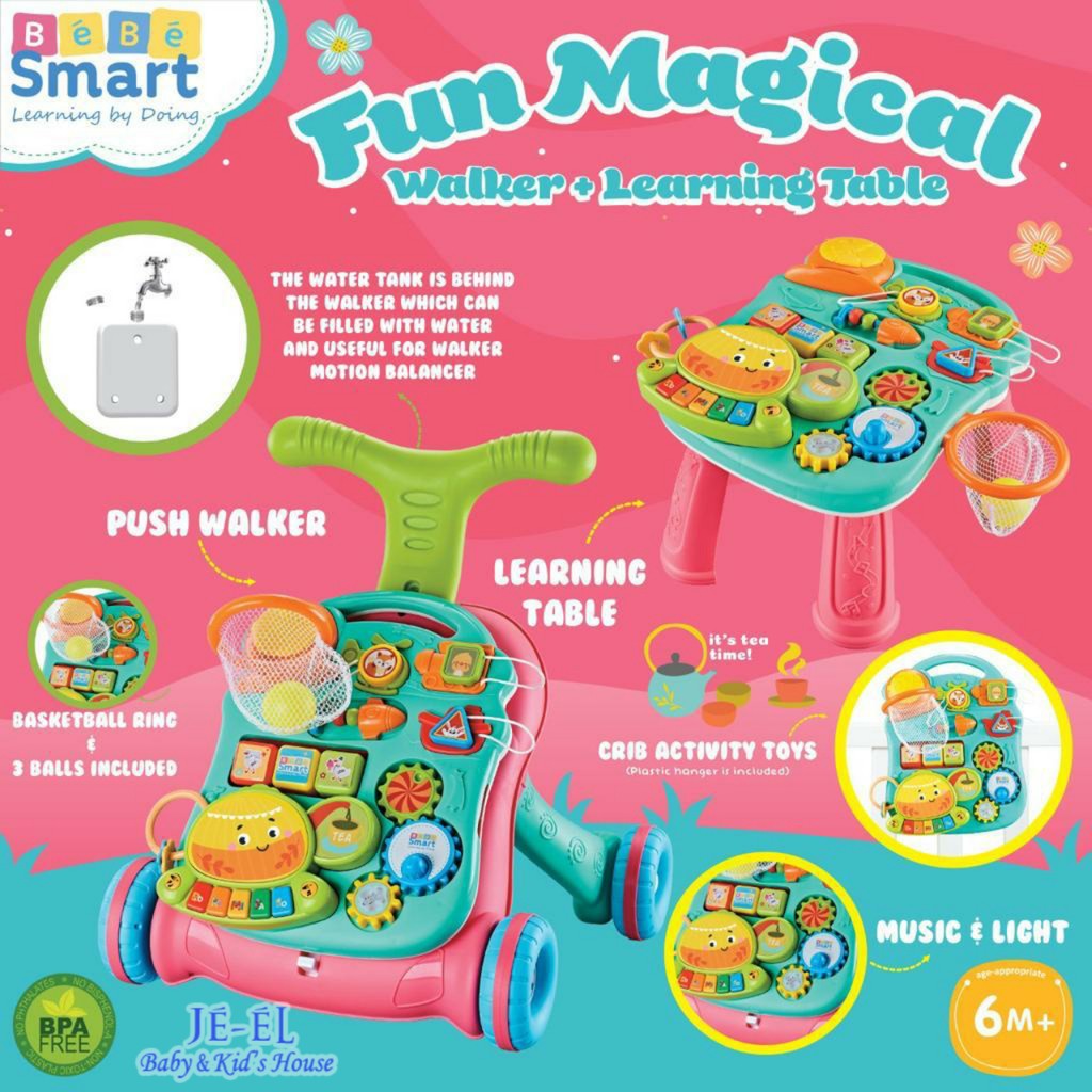 Bebe Smart Fun Magical Push Walker &amp; Table / Push Walker Bebe Smart Dan Meja Bayi