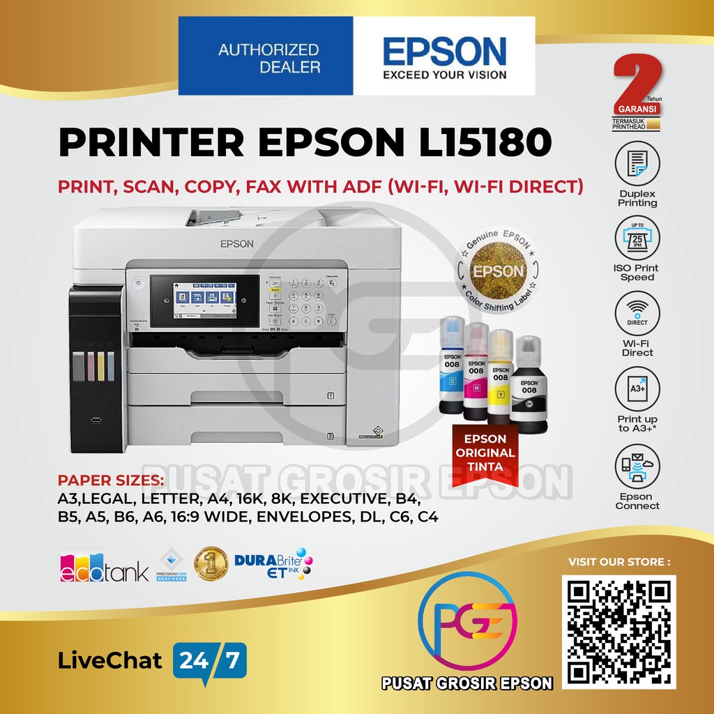 Epson EcoTank L15180 A3 WiFi Duplex All-in-One GARANSI RESMI EPSON