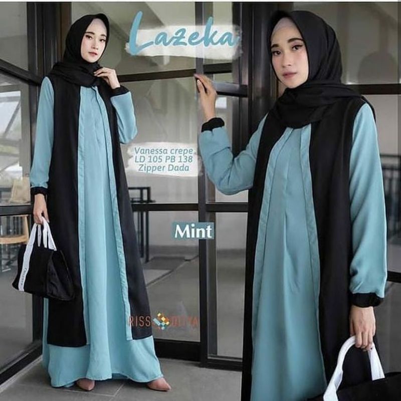 Dress Mosscrepe. Maxy Dress wanita. Lazeka Maxy