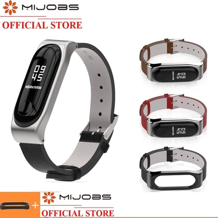 Mijobs Xiaomi Mi band 5/ 4/3 Strap tali gelang Miband Kulit metal Classic  original