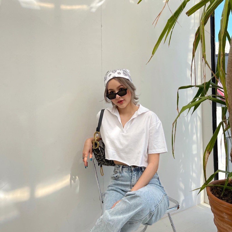 BEFAST - ZEC OOTD Wanita Atasan ZUHA / Kerah Polos Crop Top / Atasan Crop Wanita / Atasan Model Style Korean / Atasan Crop Kekinian