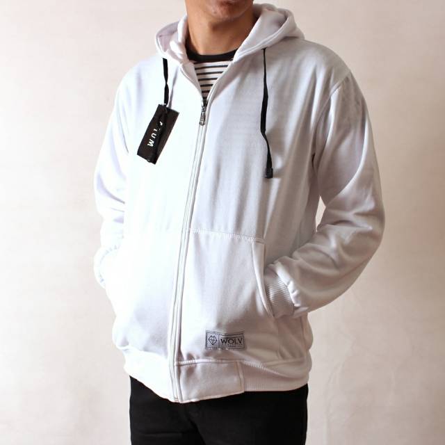Jaket sweater polos putih