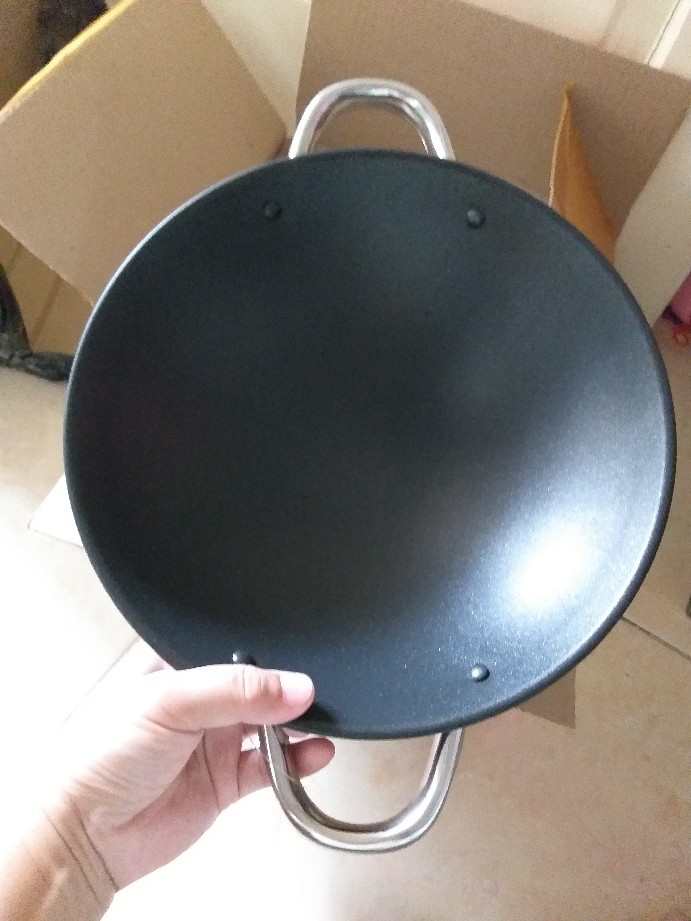 Wajan Kuali Besi Bima Tutup Kaca 26cm Lapisan Anti Lengket Wok Kualitas Export Ns049