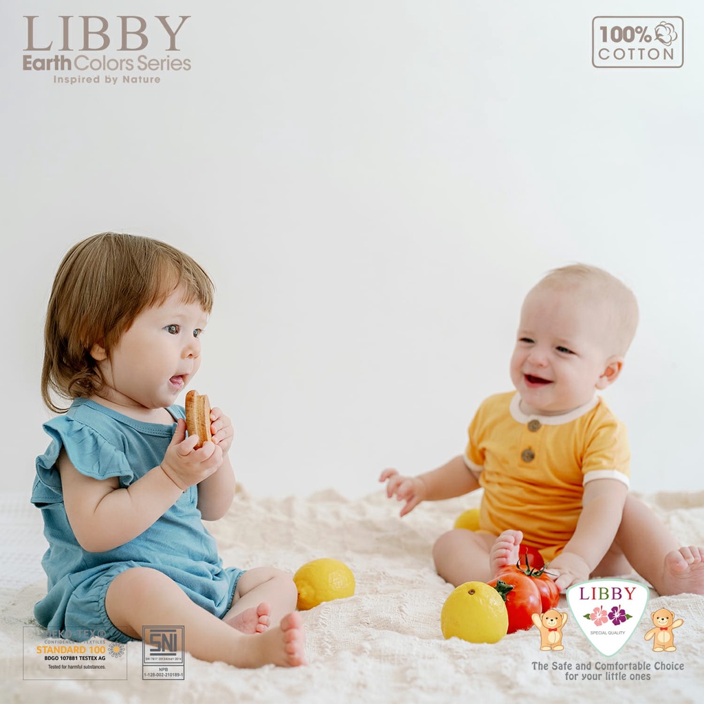 Libby 0-2 Tahun Romper Earth color Series Flynn Romper Anak Bayi Premium Quality SNI