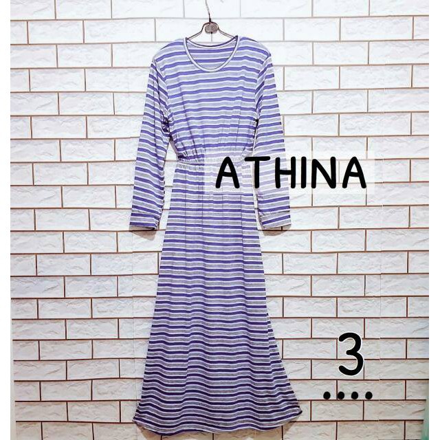 JELI SHOP SUPPLIER // Damai fashion - baju gamis muslim wanita Athina stripe - (tanpa hijab)