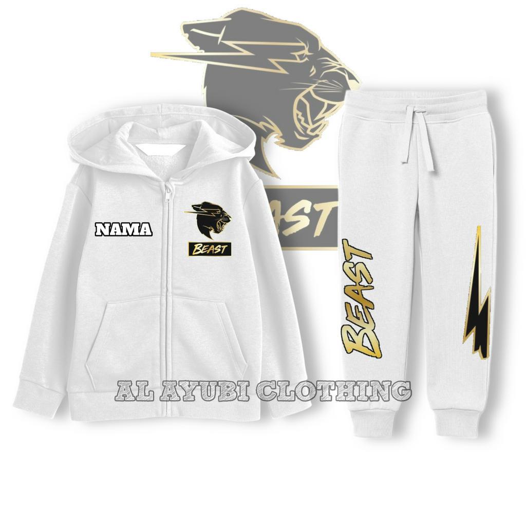 Setelan Anak Mr Beast gold / Zipper Jogger Anak Mr Beast Gold