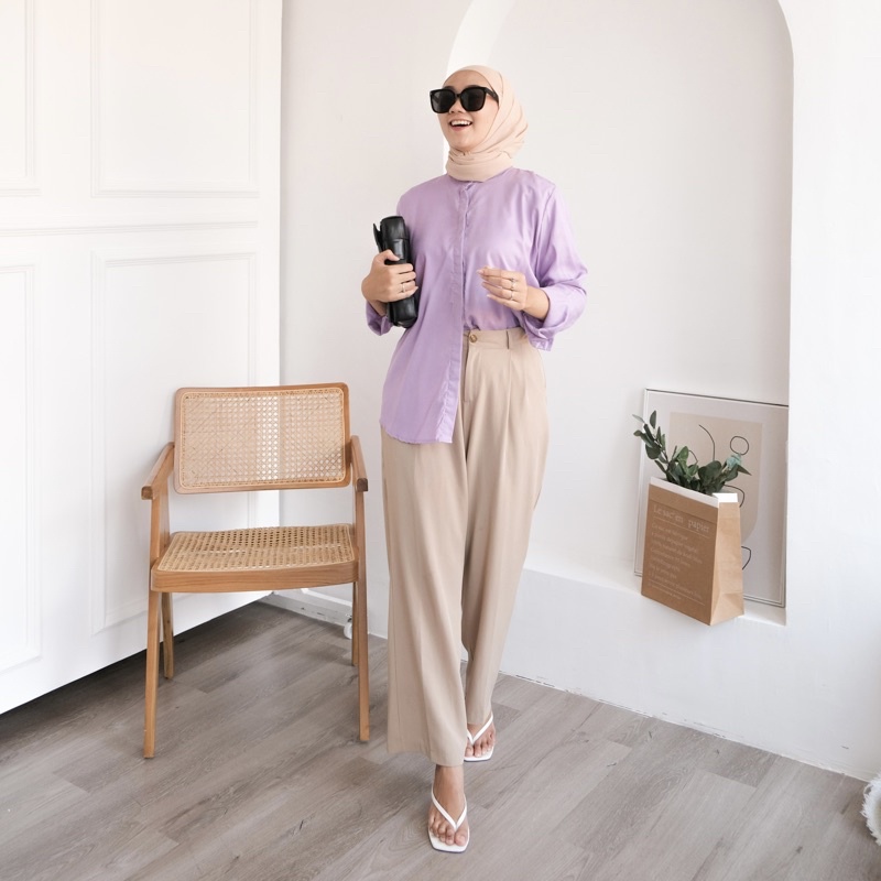 Floral.id Kemeja Maudy Shirt-Soft lilac Maudy