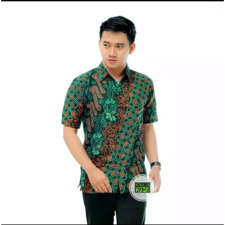 BAJU BATIK PRIA KEKINIAN BATIK WARNA HIJAU BOTOL, KEMEJA BATIK PRIA LENGAN PANJANG, BATIK PRIA LENGAN PENDEK-COD(bayar ditempat)