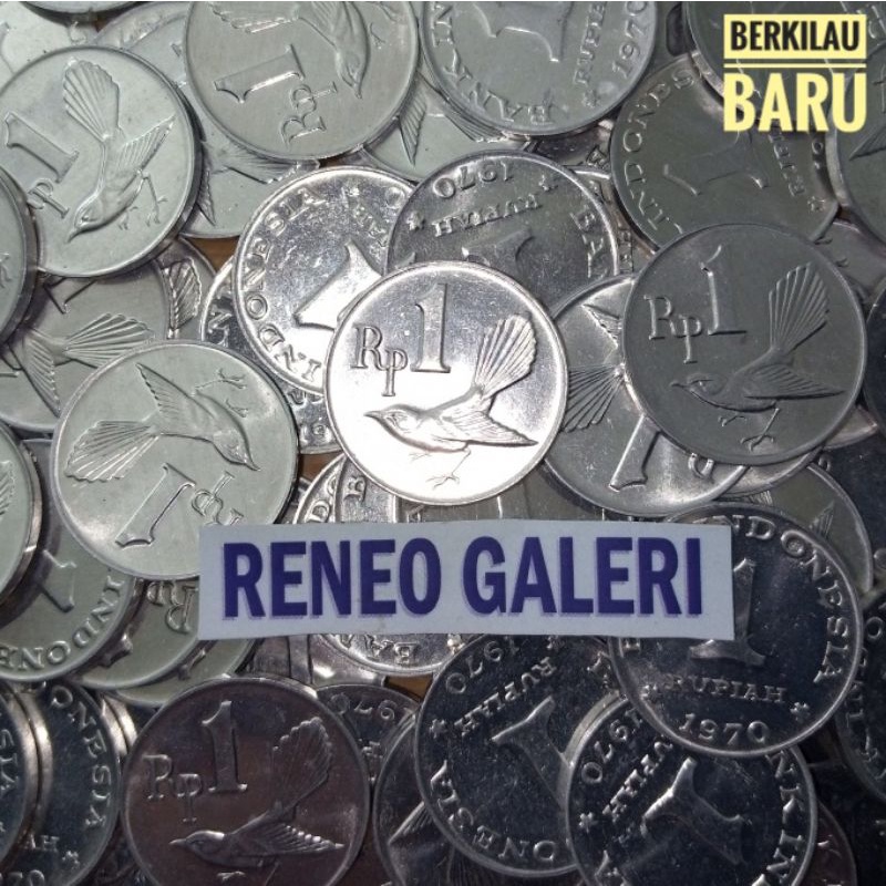 Jual Koin 1 Rupiah 1970 burung sikatan Masih Berkilau uang kuno Rp duit