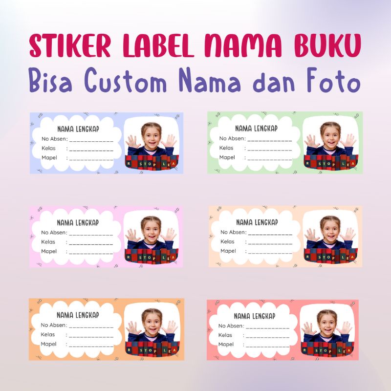 Sticker Label Nama Buku | Custom Nama dan Foto | Perlengkapan Sekolah