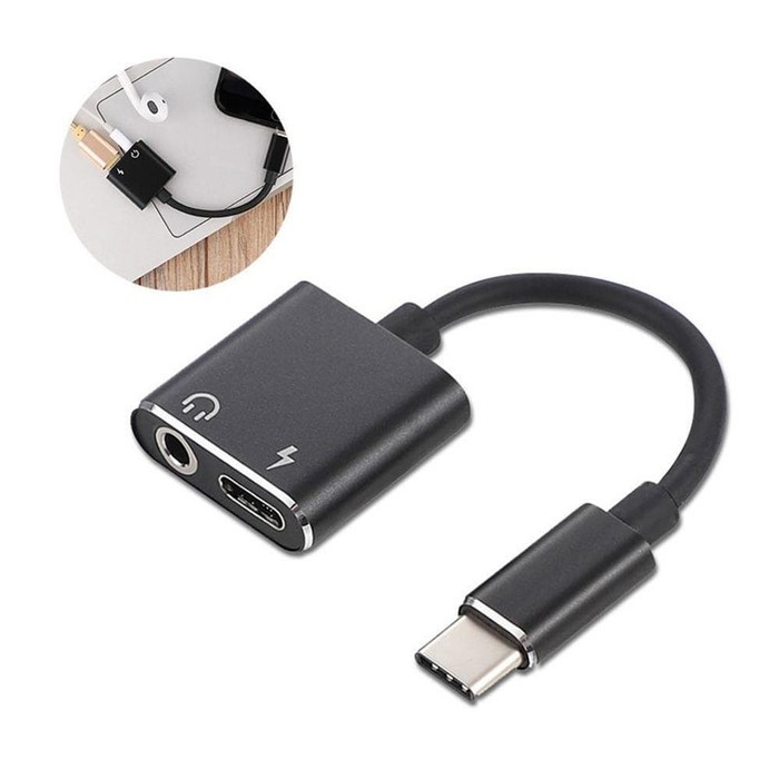 Adapter Charge Headphone 2 in 1 Type C To 3.5mm Head Aux Audio USB C