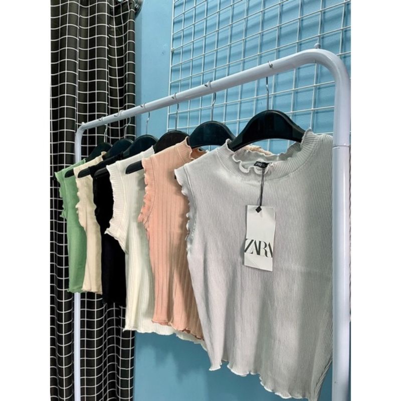 Zara Ruffle Crop Tank Tee