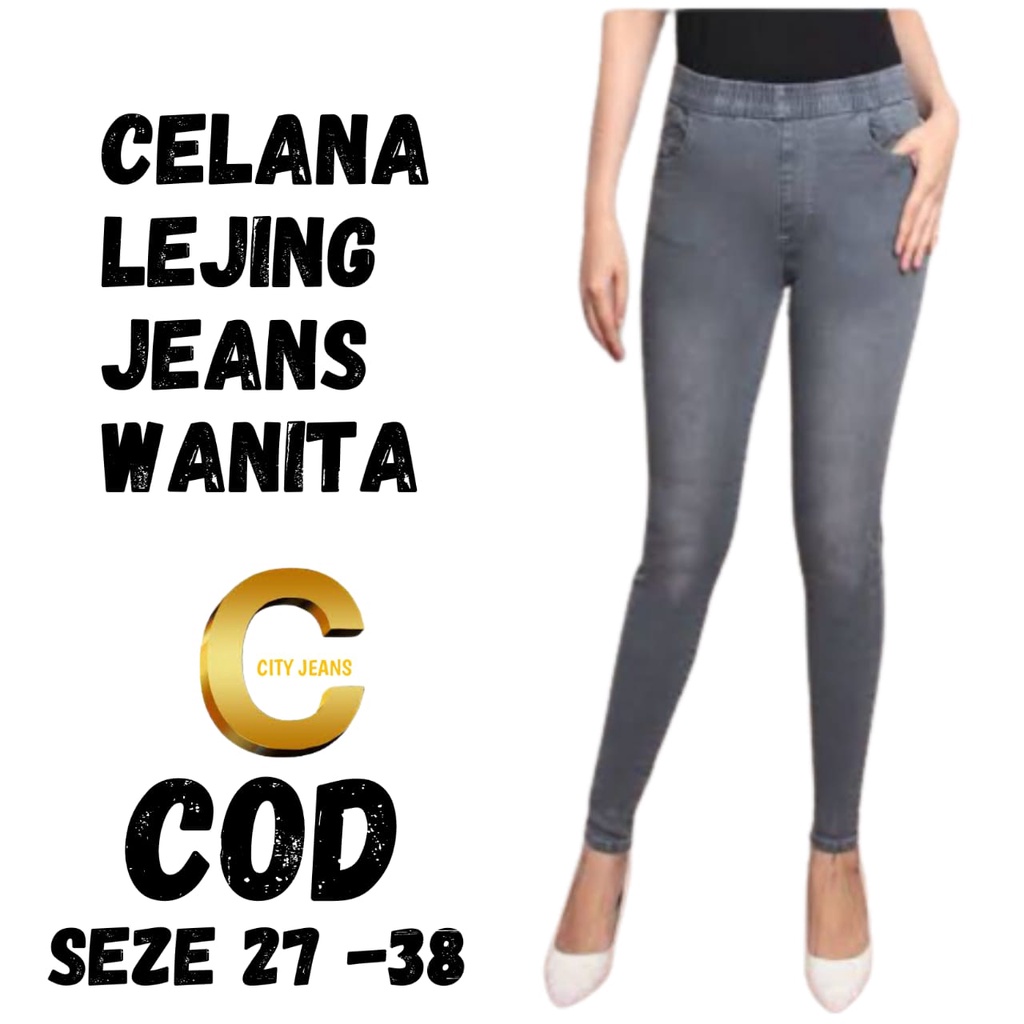 CELANA LEGGING DENIM BIG SIZE /CELANA LEGING DENIM UKURAN BESAR--.