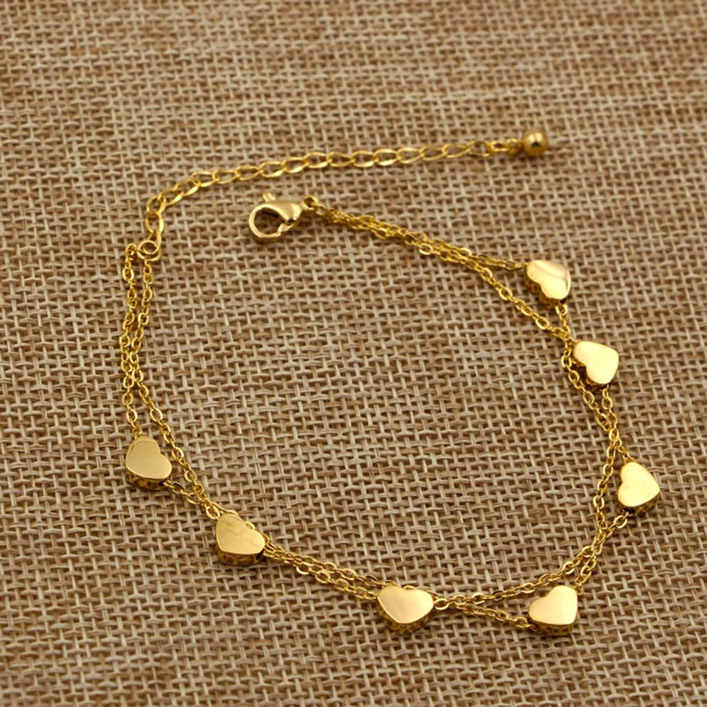 Hu Hu Hu Hu Hu Alat Bantu Pasang Kacamata♡ Gelang Rantai Dua Lapis Bentuk Hati Bahan Alloy Untuk Wanita