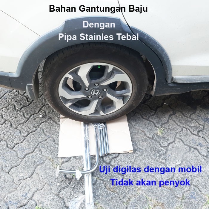 Gantungan Baju Stainless, 125cm, 1 Baris