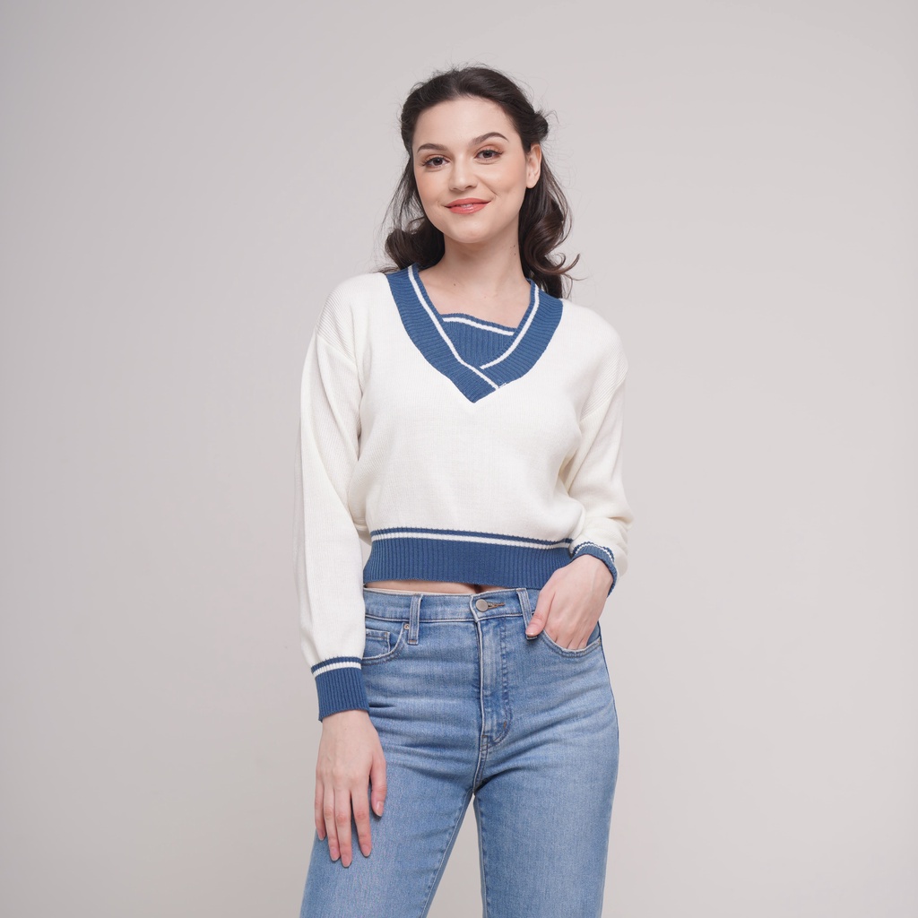 Luna Sweater Crop Top Knit Rajut