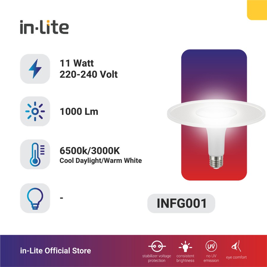 InLite Lampu LED Flying 11 Watt - Putih (BERGARANSI 1 TAHUN)