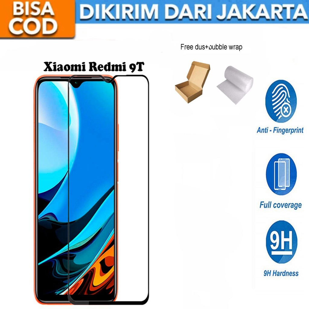 Tempered Glass Xiaomi Redmi 9T Full Cover / Full Screen Protector Anti Gores