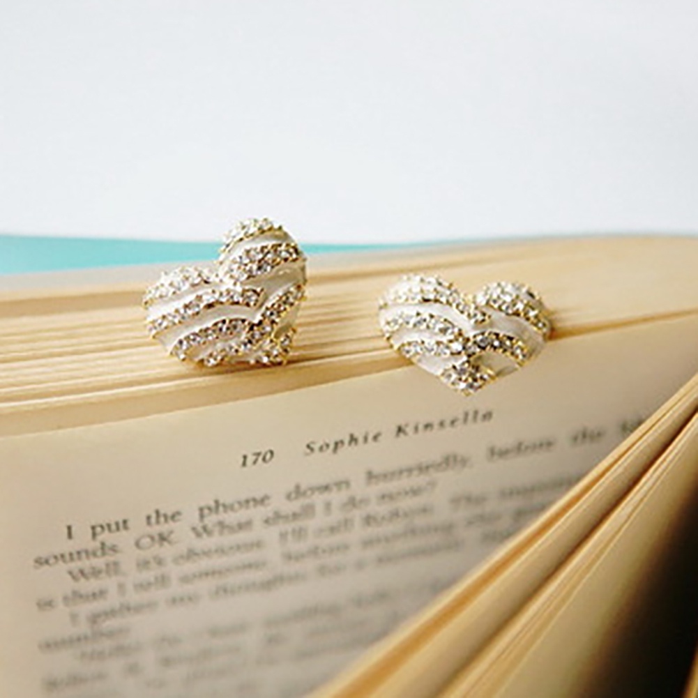 Hu Hu Hu Hu Hu Alat Bantu Pasang Kacamata♡ Anting Tusuk Bentuk Hati Motif Zebra Hias Kristal / Berlian Imitasi Untuk Wanita