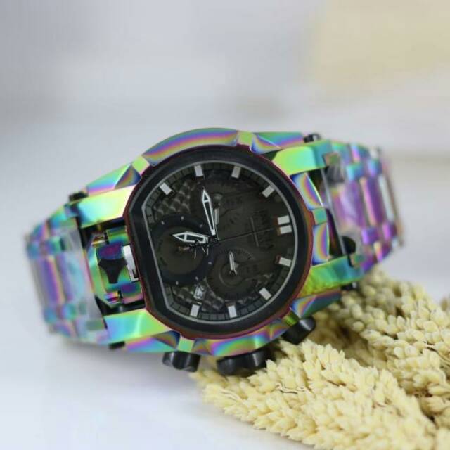 JAM TANGAN PRIA/COWOK INVICTA DUAL TIME CHRONO AKTIF SEMI SUPER RANTAI ELEGANT HARGA BERSAHABAT.