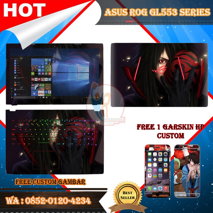 Original Garskin Laptop Full Body Asus ROG GL553 Series Motif Naruto - Free Custom Gambar