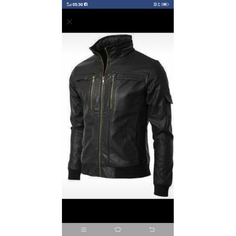 jaket kulit pria asli kulit domba garht warna hitam