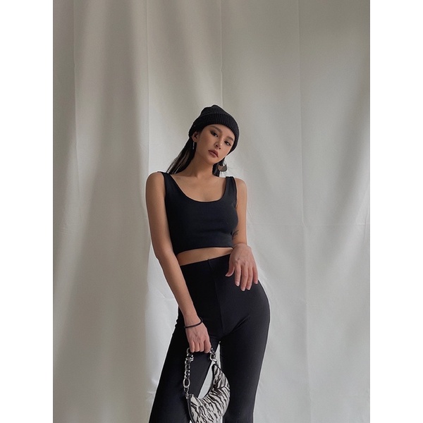 CROP TOP TANKTOP SINGLET WANITA BRA ATASAN TALI BESAR BAHAN LICIN ELASTIS WITH CUP IMPORT TERBARU