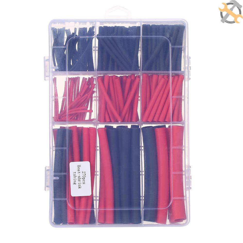127pcs Heat Shrink Tubing Tube Wire Insulation Sleeving Kit Car Electrical Shrinkable Cable Wrap Set Assorted Polyolefin Color:Black