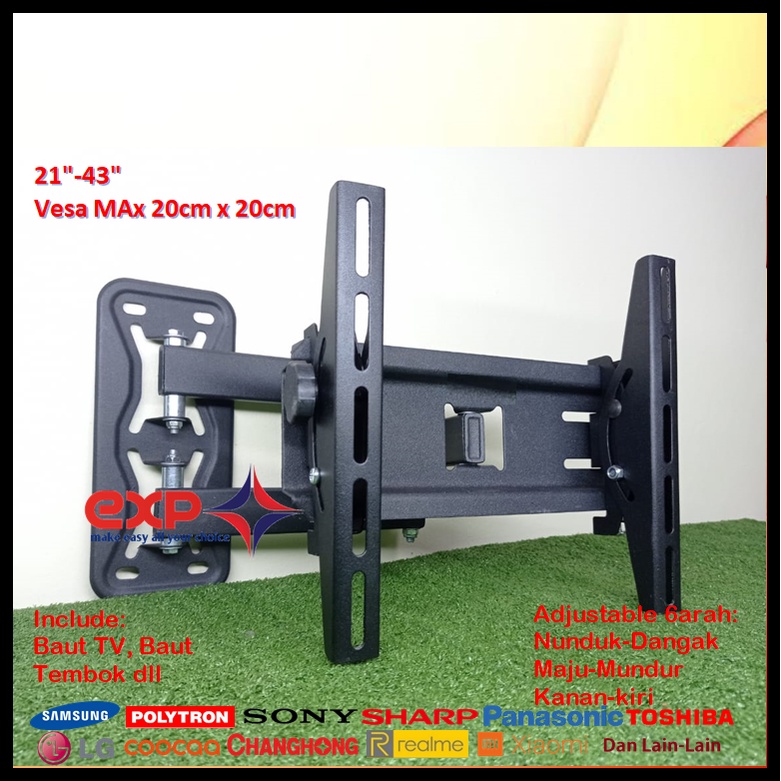 Bracket TV REALME 14 s/d 43 inch 6 ARAH FULL BESI SUPER KOKOH GARANSI 100% ORI