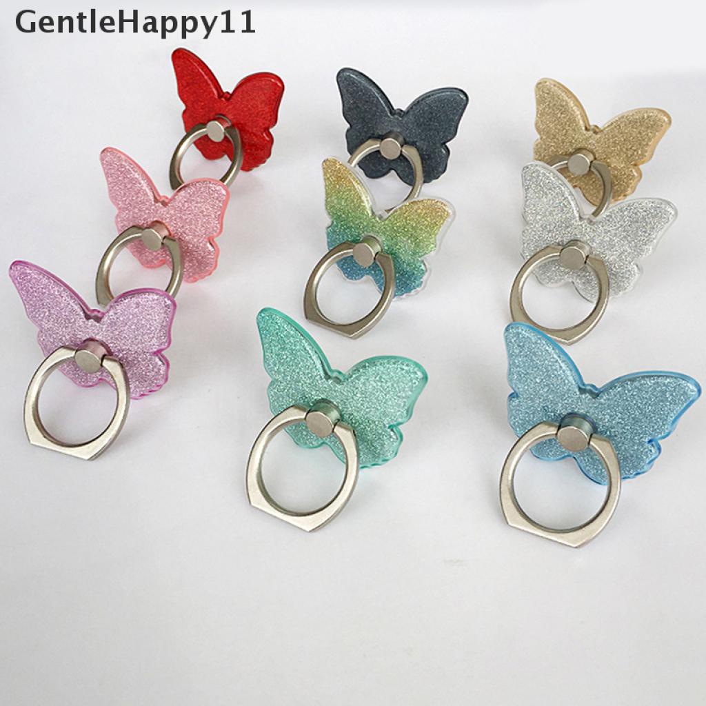 Gentlehappy Phone Ring Stand holder Butterfly Bling Glitter Universal Dudukan 360derajat