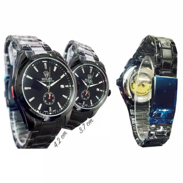 Jam Tangan Couple Rolex Stainless Full Black Super Elegant