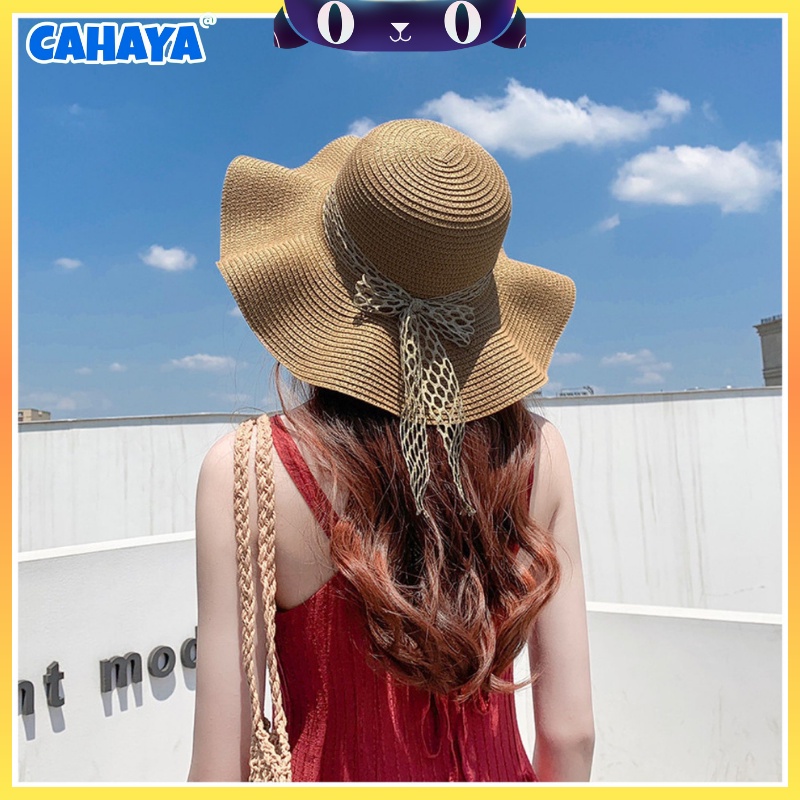 CAHAYA Topi Pantai wanita Bunga pelindung UV -Summerhat Pantai import T67