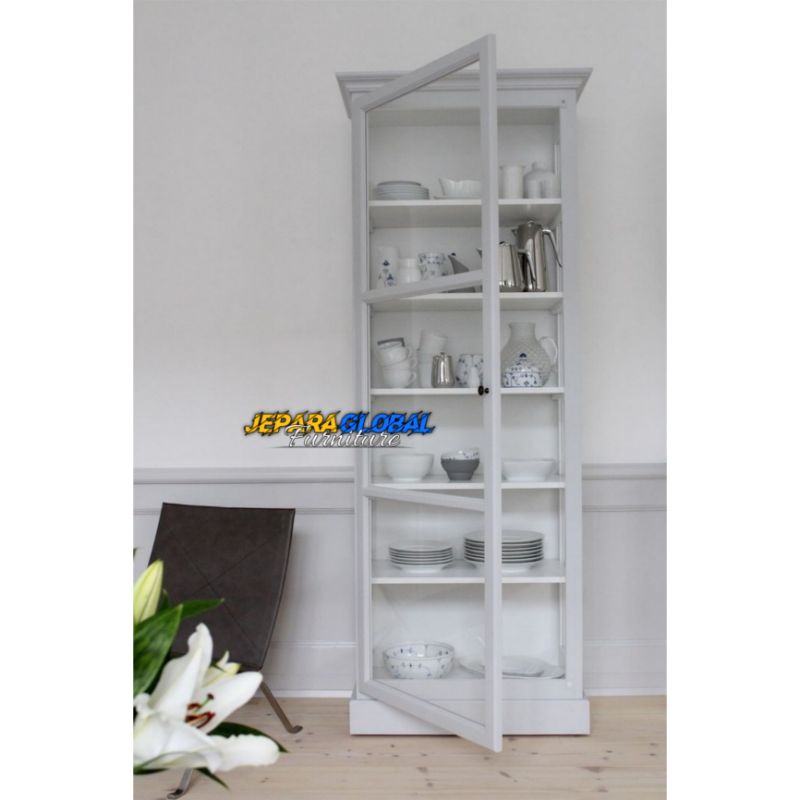 Lemari Hias kaca duco Vintage pintu 1 (lemari kaca,lemari Jati,rak buku hias,lemari duco )