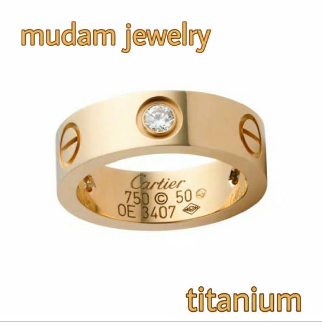 Cincin Unisex Titanium C4rtier Dengan Kristal Lapis Emas 18K