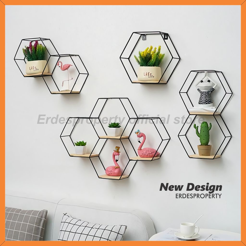 [COD] Rak Hexagon Minimalis Segi Enam Dekorasi Kamar Kekinian Aesthetic Minimalis