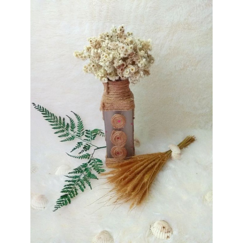 Bunga vas edelwsih/bunga botol edelweis/botol bunga edelweis/ bunga premium/bunga kering