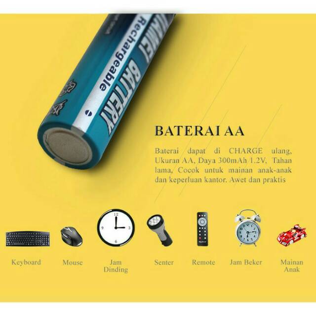 Baterai Chas Baterai Charger AA isi 2 pcs