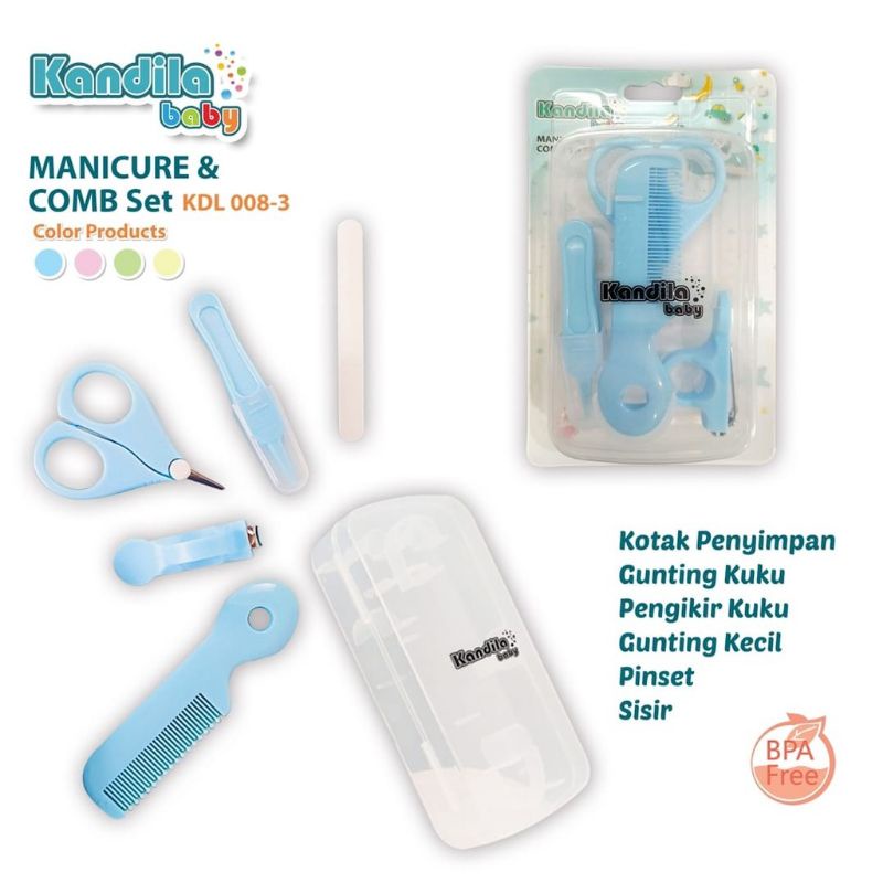 Kandila Baby Menicure Comb Set KDL008-3 - Gunting Kuku Bayi Sisir Bayi Set Perlengkapan Set Bayi Newborn Baru Lahir