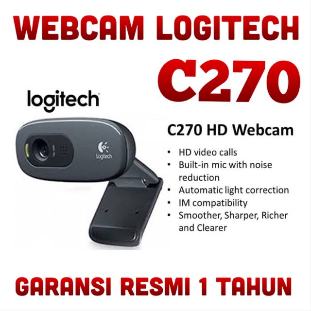 WEBCAM LOGITECH C270 ORIGINAL GARANSI RESMI 1 TAHUN